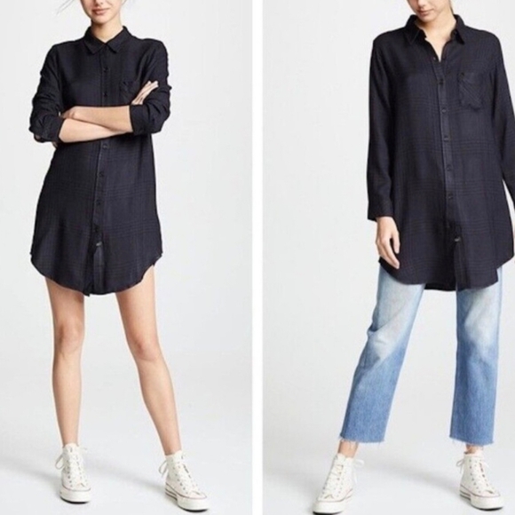 Rails Bianca Black/Blue Flannel Tunic Top XS - Picture 6 of 6